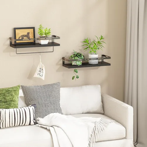 Miniatura 7 de YGEOMER - Estantes flotantes para organizador de baño sobre inodoro, estantes de baño montados en la pared con toallero, estante de pared