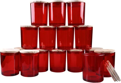 Miniatura 44 de SHOWIN Tarros gruesos para hacer velas, 16 unidades, tarros vacíos de 7 onzas con tapas de madera para hacer velas, contenedor de muestra