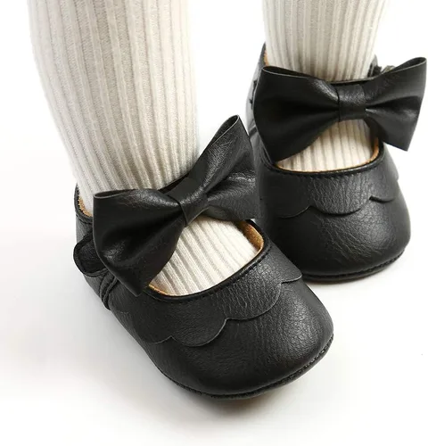 Miniatura 2 de LAFEGEN Zapatos planos Mary Jane para bebés y niñas con Bownot, suela suave, suela suave, piel sintética, recién nacidos, para primeros pasos