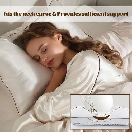 Miniatura 4 de Bafode Almohadas de plumas de ganso, almohadas de cama, tamaño Queen, juego de 2, almohadas de hotel para dormir, almohadas blancas suaves