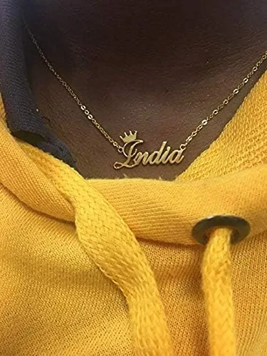 Miniatura 5 de Collar personalizado con nombre chapado en oro de 18 quilates, collares personalizados con nombre personalizado con placa de nombre, joyería