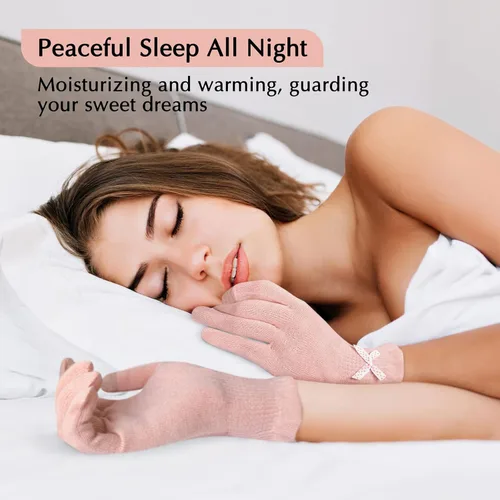 Miniatura 6 de Evridwear Guantes de algodón para belleza con dedos táctiles para SPA, eczema, manos secas, cuidado de manos, hidratación día y noche, 3 tallas