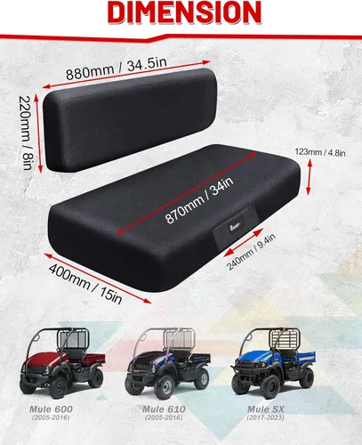 Miniatura 7 de StarknightMT Funda de Asiento de Banco Mule Compatible con Kawasaki Mule 600/610 2005-2016 y Mule SX 2017-2023, Accesorio Funda de Asiento UTV