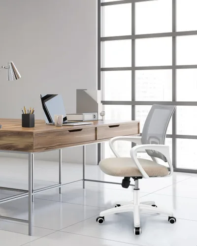 Miniatura 8 de NEO CHAIR Silla de escritorio de oficina para computadora, ergonómica de malla para juegos, asiento trasero medio con cómodo soporte lumbar, altura