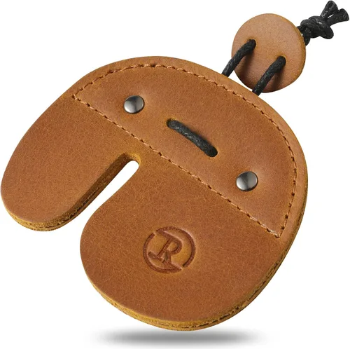 Miniatura 8 de Ringsun - Pestañas de cuero para dedos de tiro con arco, protector de dedo hecho a mano para equipo de práctica de tiro, pestaña de dedos para arcos