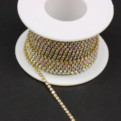 Miniatura 5 de Jerler 9 metros de adornos de diamantes de imitación con cadena cerrada SS6.5/2.0mm, cadena AB para costura, manualidades, ideal para bodas
