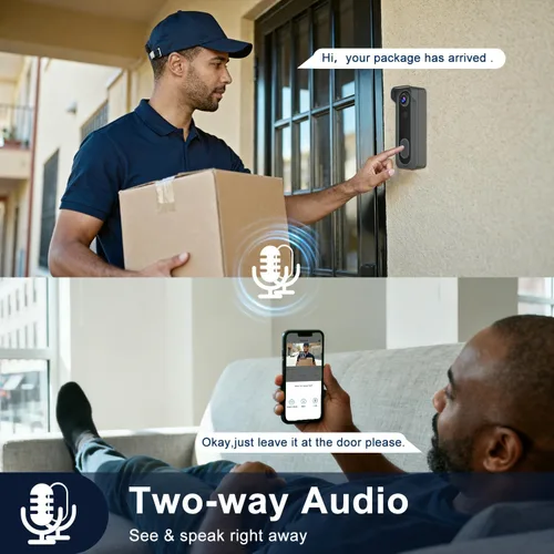 Miniatura 3 de Timbre de puerta con cámara inalámbrica con timbre - Vídeo HD 2K AI con detección de movimiento, audio de dos vías, visión nocturna, almacenamiento