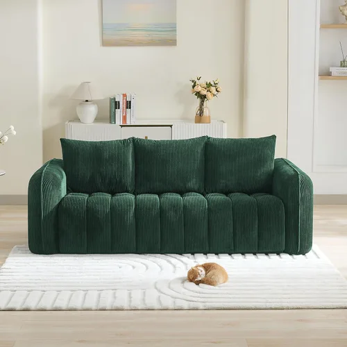 Miniatura 19 de Sofá Loveseat Sin Armazón de 66'', Sofá de 2 Plazas con Asientos Profundos Acolchados con Reposabrazos Redondeados, Sofá Nube de Pana Tapizado