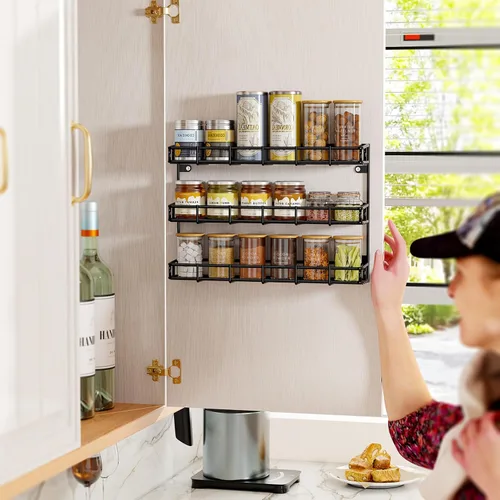 Miniatura 2 de SUFAUY Estante de especias montado en la pared, estante de metal resistente de 6 niveles para despensa de cocina, color blanco