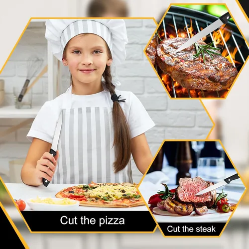 Miniatura 3 de Lasnten Juego de 100 cuchillos de carne de acero inoxidable de 8.78 pulgadas, punta puntiaguda, mango de plástico, cuchillo de cocina