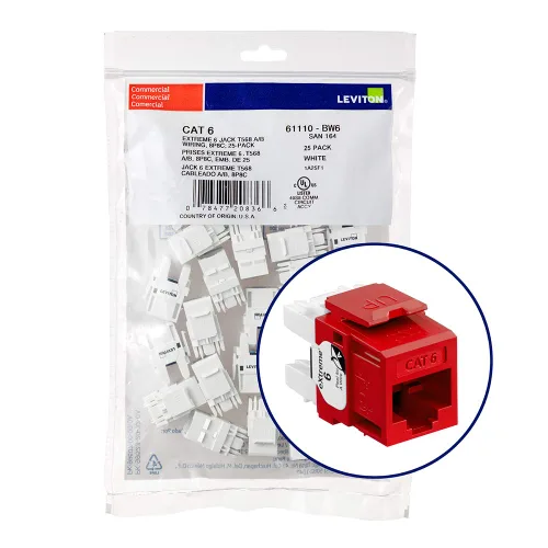 Miniatura 20 de Leviton Extreme 6+ QuickPort Connector, CAT 6, paquete de 150, 61110-JW6, blanco