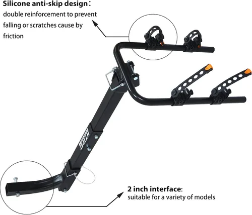 Miniatura 2 de Soporte de enganche para 2 portabicicletas con receptor de 2 pulgadas para coche, camión, SUV, transporte [P/N:ET-TOOL045-A-BLACK]