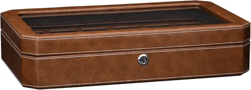 Miniatura 9 de ROTHWELL Caja de reloj de cuero con 12 ranuras, organizador de lujo para relojes, forro de microgamuza, soporte para relojes de joyería para hombre