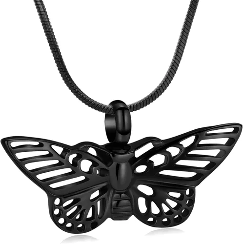 Miniatura 40 de Minicremation Joyas de cremación para cenizas – Collar conmemorativo de mariposa con colgante de urna para cenizas de seres queridos