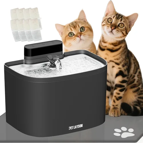 Miniatura 10 de PET LAYSON - Fuente de agua para gatos sin bombas, fuentes inalámbricas inteligentes que funcionan con pilas, 3.6L/122 onzas con tecnología Maglev