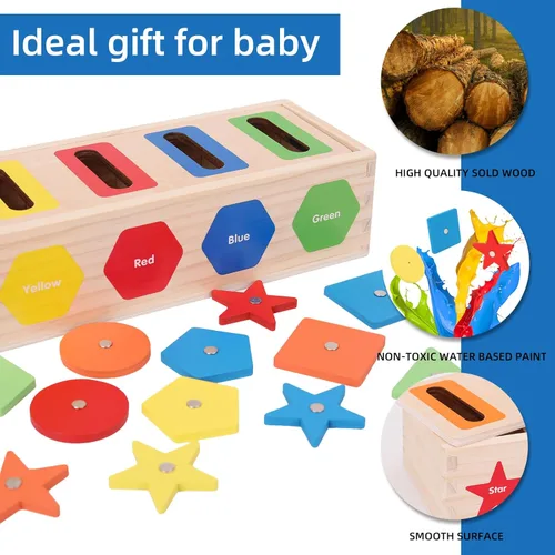 Miniatura 5 de Montessori para niños pequeños, caja magnética de clasificación de formas de color, juguetes de aprendizaje temprano, juguete educativo de madera