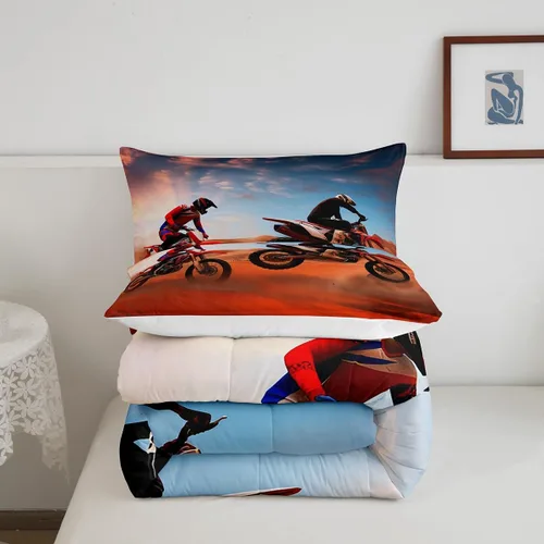 Miniatura 5 de Juego de edredón de bicicleta de tierra Feelyou para motocross, juego de ropa de cama para piloto de motocross, edredón deportivo extremo, edredón