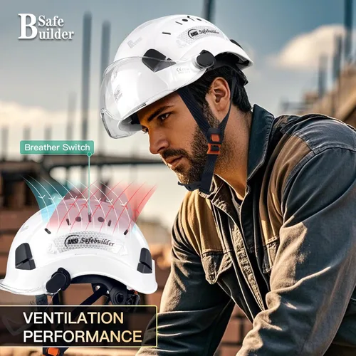 Miniatura 7 de Casco de Seguridad de Construcción con Visera Casco Duro ABS Cascos Duros de Ventilación Ajustable Protección de Cabeza de Trabajo Industrial