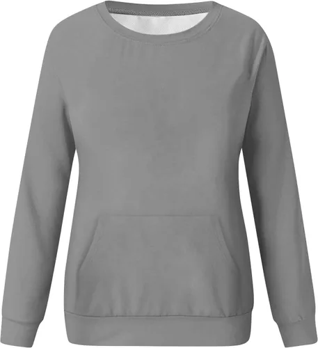 Miniatura 3 de Crew Neck Sweatshirts for Women Casual Basic Pullover Long Sleeve Solid Color Fall Tops Outfits with Pockets 2023