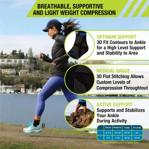 Miniatura 4 de Pro-Tec Athletics Soporte de tobillo plano 3D, ajuste personalizado, tela transpirable, estiramiento multidireccional para apoyo y flexibilidad