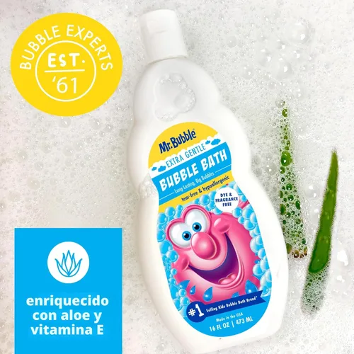 Miniatura 5 de Mr. Bubble Baño de burbujas extra suave, hipoalergénico, sin desgarros, solución de baño de burbujas perfecta para pieles sensibles