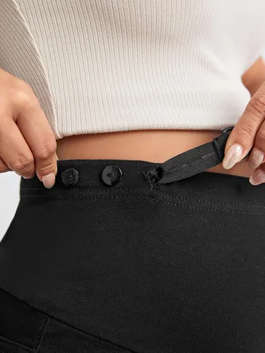 Miniatura 5 de Verdusa Pantalones cortos de mezclilla de maternidad para mujer, cintura alta, rasgados, dobladillo sin procesar, pantalones cortos de embarazo