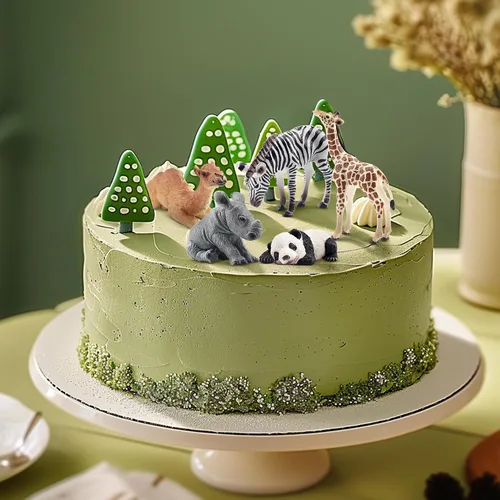 Miniatura 8 de Toymany 12 figuras de animales del bosque, figuras realistas de animales del bosque, juguetes incluyen elefante, león de montaña, jirafa y cachorros
