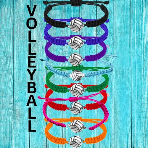 Miniatura 7 de Pulsera con dijes de voleibol Sportybella - Pulseras ajustables con dije de voleibol. Regalos ideales y recuerdos para jugadores de voleibol. Granate