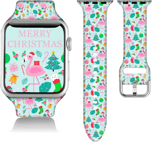Miniatura 28 de Compatible con Apple Watch de copo de nieve de 38/40/41/42/44/45/46/1.929 in para mujeres y hombres, correa de repuesto de silicona suave para Hojas