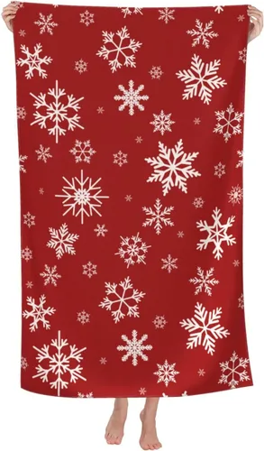 Toalla de baño de Navidad con copos de nieve rojos, toallas de playa suaves y absorbentes, paños de lavado de secado rápido, toallería de calidad de