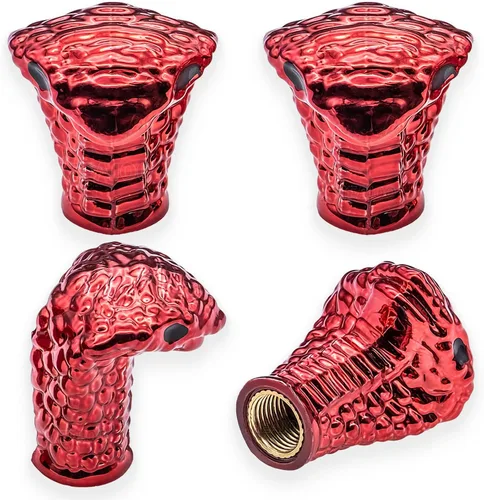 Miniatura 45 de 4 tapones de válvula de neumático estilo calavera, con anillo de goma O, cubiertas universales de vástago de válvula de neumático de núcleo de cobre