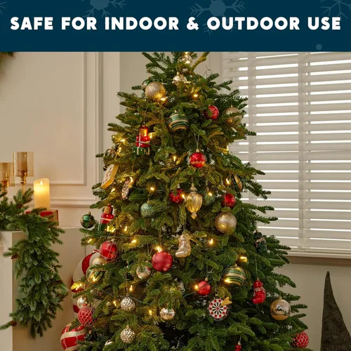 Miniatura 8 de Joiedomi Guirnalda de luces LED de Navidad, 2 x 50 unidades, 31.4 pies, funciona con pilas, con 8 modos, cable verde multifunción para decoración