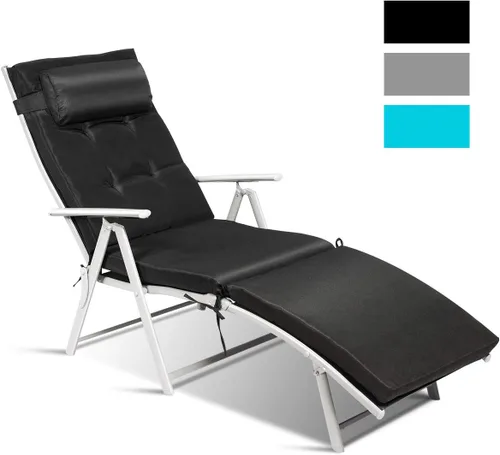 Miniatura 3 de COSTWAY Sillón plegable para exteriores, sillón reclinable ligero con cojín, color negro