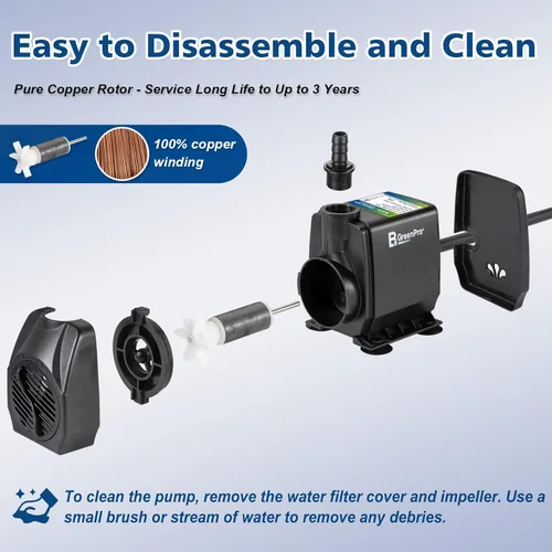 Miniatura 4 de Bomba de agua sumergible de 800 GPH (3000 L/H 60 W), bomba de fuente ajustable ultra silenciosa con 4 boquillas de elevación de 10 pies de alto