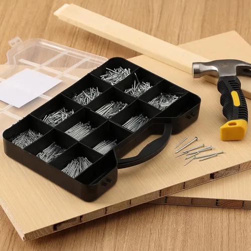 Miniatura 7 de Mr. Pen - Kit surtido de clavos, 1500 envueltos, 12 tamaños mixtos de clavos de cabeza redonda y clavos planos; Ideal para colgar cuadros