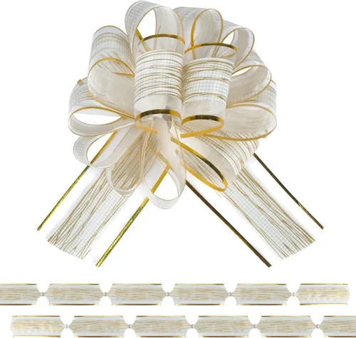 Paquete de 12 lazos grandes de 6 pulgadas para envolver regalos, lazos de cinta para cestas de regalo de boda, lazos para envolver cajas o Blanco
