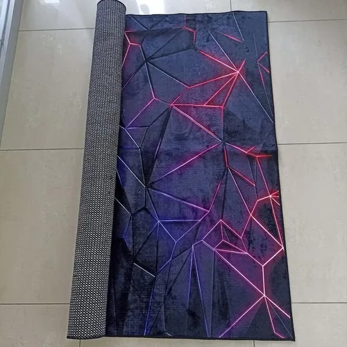 Miniatura 7 de Alfombra de sala de juegos, alfombra de deportes electrónicos, alfombra de aspecto neón, alfombra colorida, alfombra de juegos, alfombra morada