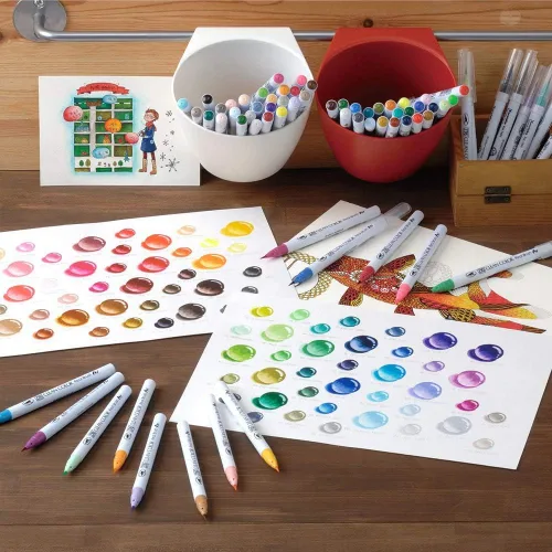 Miniatura 6 de Kuretake Clean pincel de color real para acuarela pincel de plumas (juego de 60 colores)