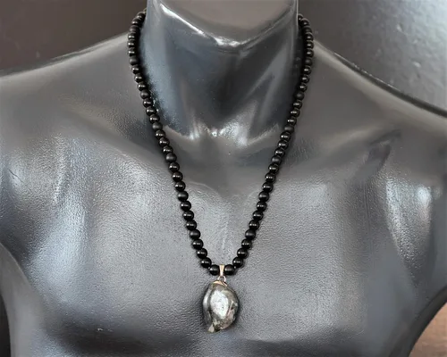 Miniatura 80 de Colgante de turmalina cruda natural, Collar de cuentas de ónix negro genuino, Collar de piedra negra, Collar de piedras preciosas, Cuentas de 0.315