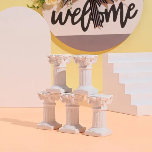 Miniatura 9 de Holibanna Estatuas de pilar romanas 5 piezas de resina mini pedestal griega para decoración del hogar, jardín, boda, fotografía, accesorios de 2.55