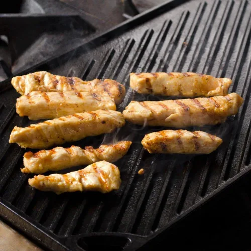 Miniatura 3 de Lodge Parrilla/plancha reversible LDP3, 9.5 x 16.75 pulgadas y prensa rectangular de hierro fundido LGP3, pre-sazonada, 6.75 x 4.5 pulgadas