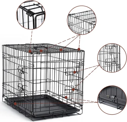 Miniatura 3 de DONORO Jaulas para Perros de Tamaño Pequeño para Interiores con Doble Puerta, Perreras y Casas para Cachorros y Gatos, Jaulas Plegables de Metal