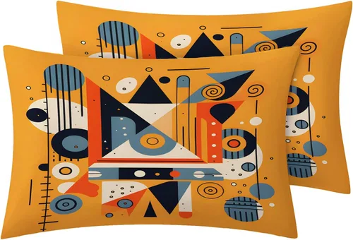 Miniatura 2 de Funda de edredón abstracta tamaño individual Juego de ropa de cama geométrica 2 piezas Funda de edredón con patrón de microfibra suave