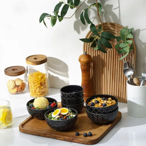 Miniatura 7 de Sureasy Cuencos Pequeños 4 OZ, Cuencos para Salsas de 3.5 Pulgadas, Mini Cuenco de Cerámica en Relieve para Acompañamientos, Salsas, Aperitivos