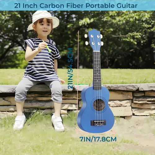 Miniatura 4 de Guitarra acústica de madera para niños de 21 pulgadas, juguetes musicales ideales para niños de 3 a 9 años, niños y niñas, regalos (Azul)