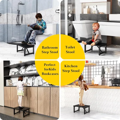 Miniatura 2 de YAKANJ Taburete Escalón, Taburete Escalón de Madera Resistente para Adultos Niños Pequeños, Taburete de Pie Resistente y Estable para Cocina Baño