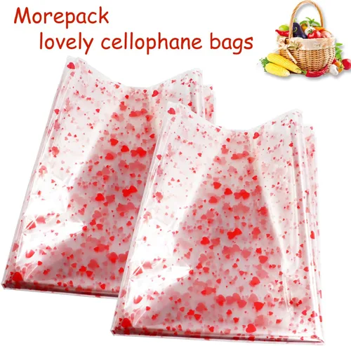 Miniatura 6 de Morepack Bolsas de celofán transparentes para el Día de la Madre, paquete de 10 bolsas de celofán grandes de 22 x 32 pulgadas para cestas de regalo