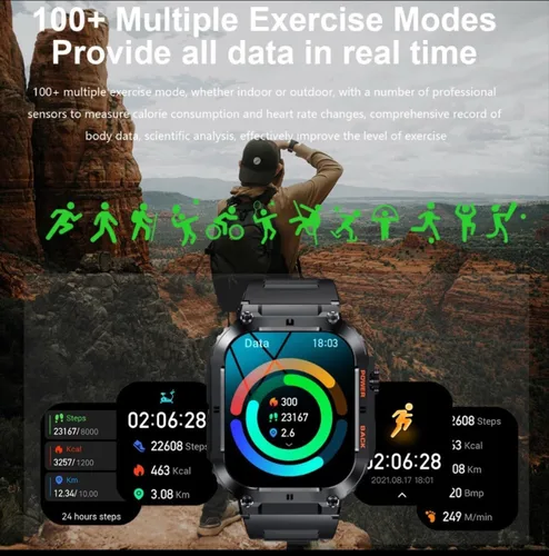 Miniatura 6 de Reloj inteligente para TCL 50 XL 5G reloj inteligente militar para hombres (respuesta/hacer llamadas), reloj inteligente táctico HD de 1.85