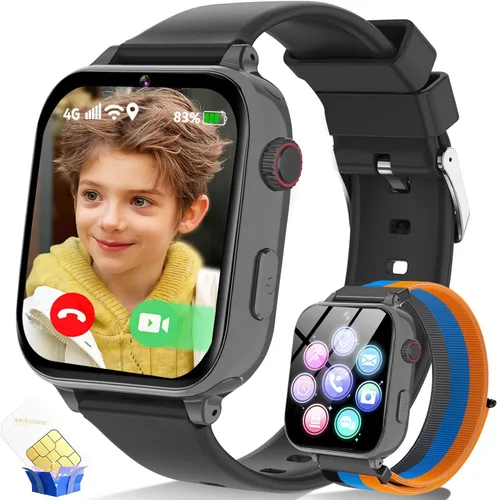 Miniatura 9 de Reloj inteligente 4G para niños, reloj inteligente para niños y niñas de 4 a 12 años con llamadas, SOS, controles parentales, juegos, cámara