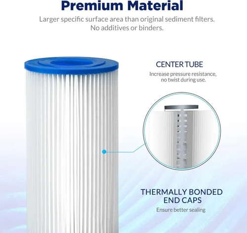 Miniatura 4 de Membrane Solutions Filtro de agua de sedimentos de poliéster plisado de 50 micrones, cartucho de repuesto de 10 x 2.5 pulgadas, prefiltro universal